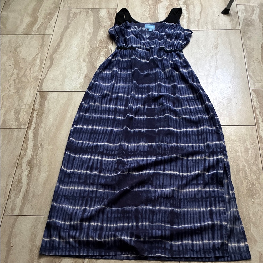 Simply Vera Vera Wang Navy and White Tie-Dye Maxi Dress